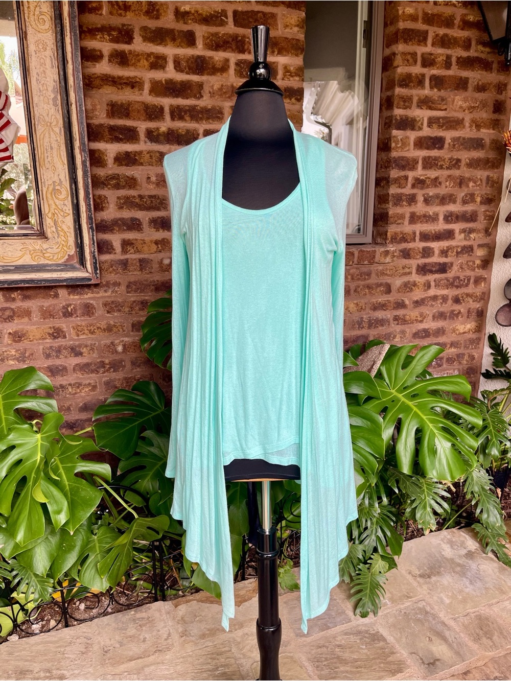 Chris & Carol Seafoam Green Knit Top Duo